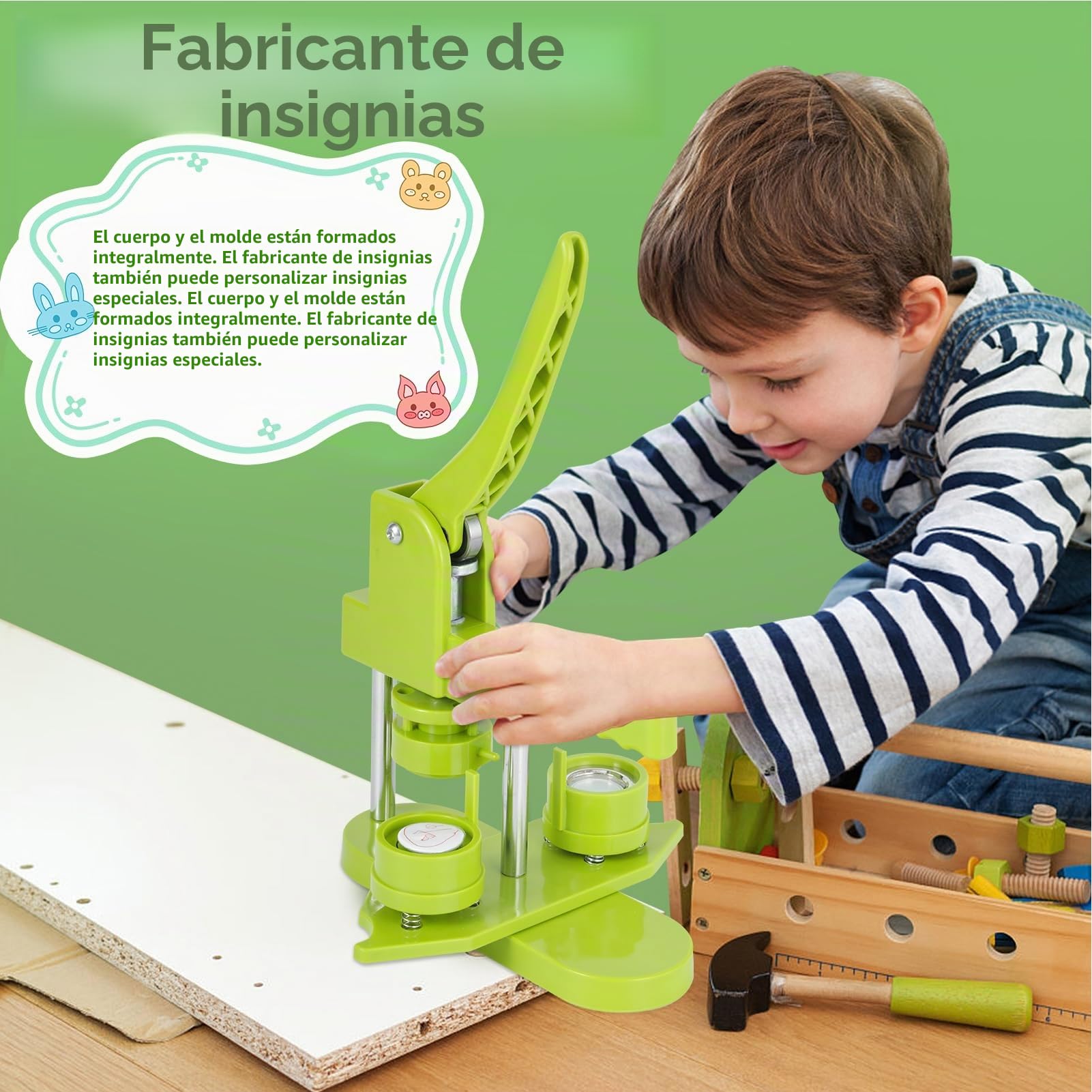 Máquina para hacer botones de 32 mm con 100 piezas, imagen y Cortador circular, Button Maker prensa de empuje y tracción para crear insignias, regalos y pins, Fabricación de botones
