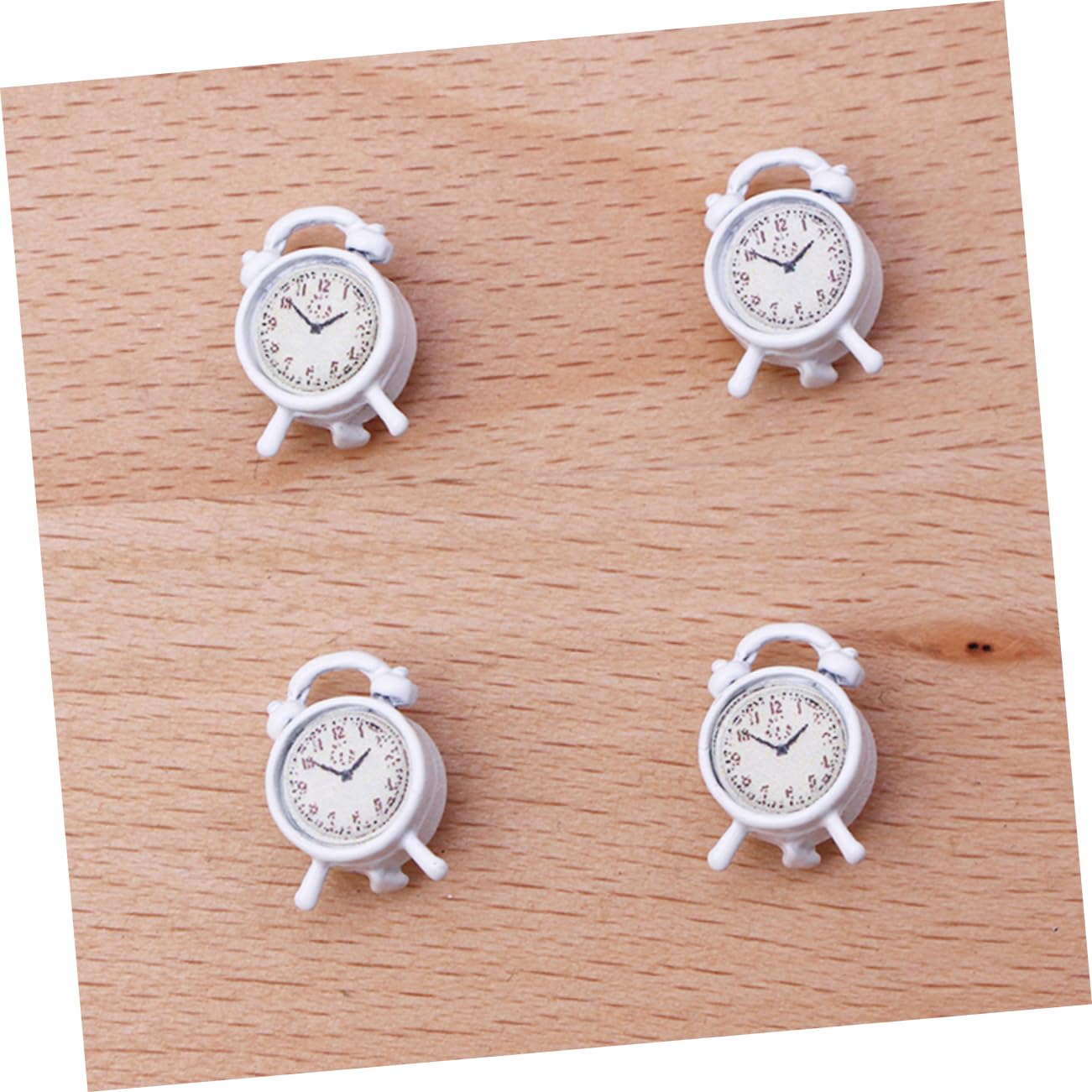 Mobestech 4pcs Mini Alarm Clock Props Miniature Model Imitation Safe for Boys and Girls for Home Garden Decor