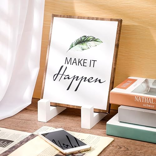 Miniatura 10 de 2 soportes de madera para exhibir, soporte de placa de 8 pulgadas, soporte de placa decorativo, soporte de placa, caballete de mesa marrón para