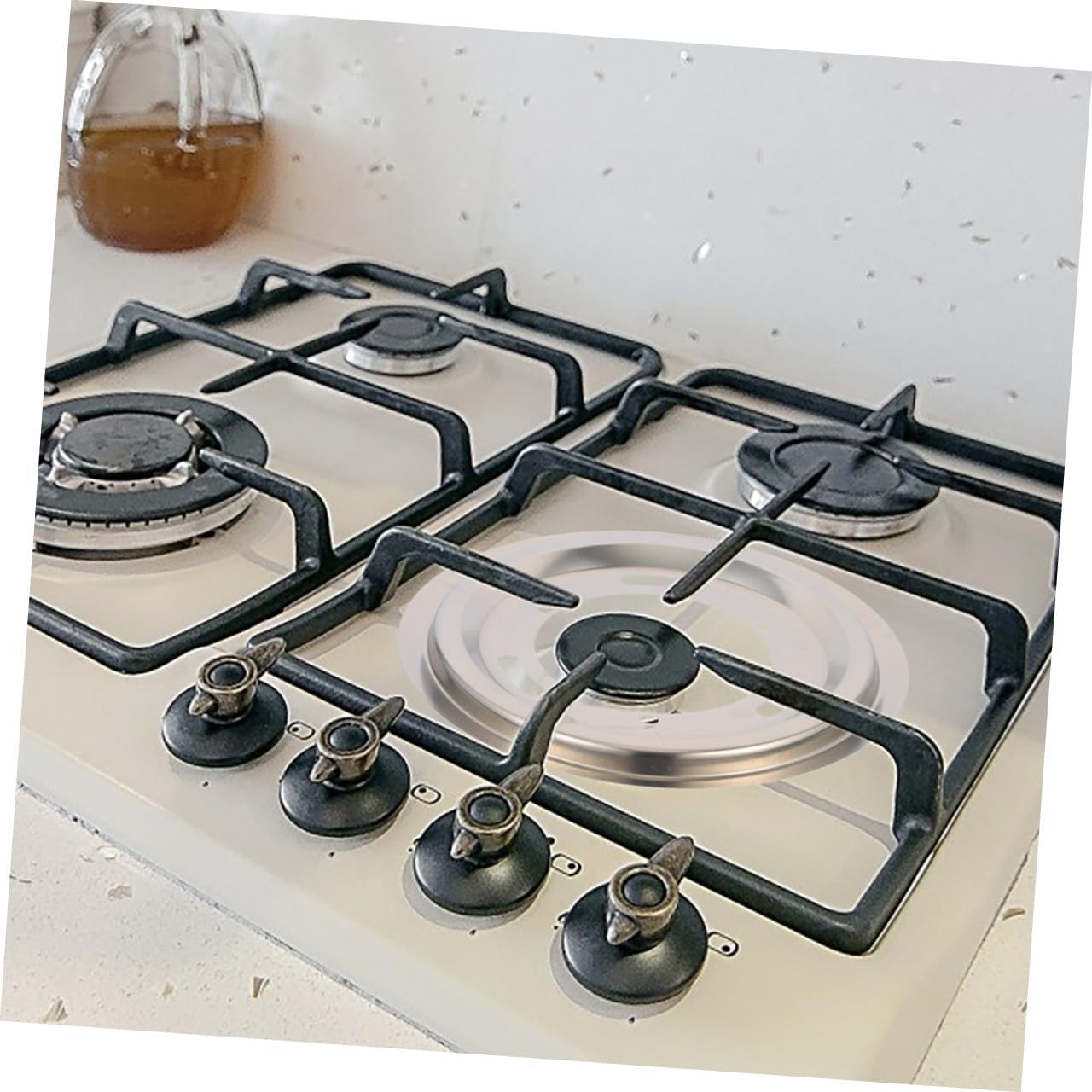 Angoily 4pcs Stainless Steel Stove Drip Pans Gas Range Burners Trays for Countertop Embedded Stoves High Reliability Easy to Clean Kitchen Supplies