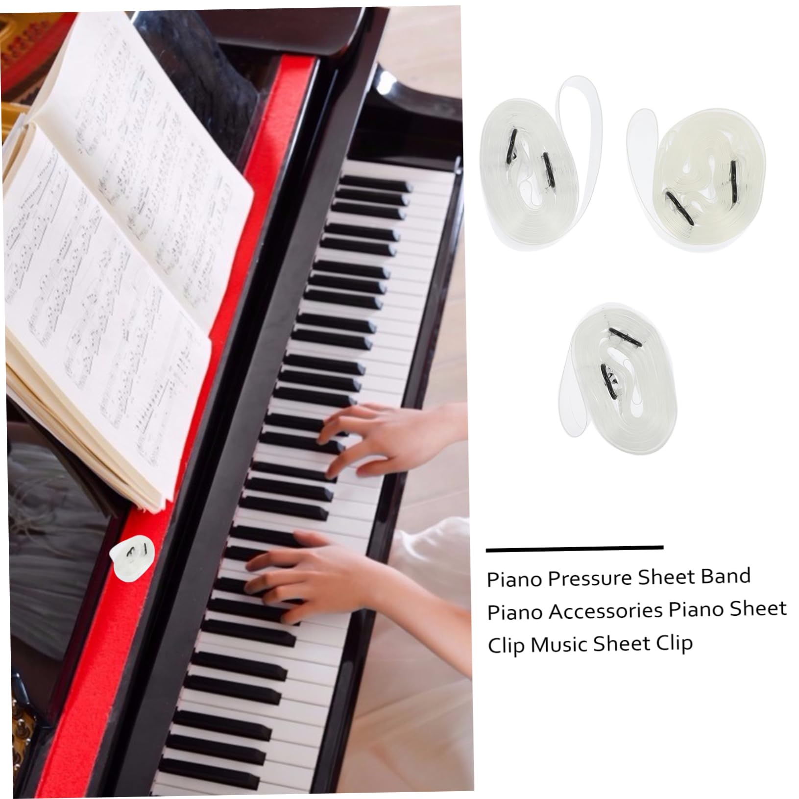 Totority 3sets Piano Sheet Music Holder Music Score Fixing Belt Book Fixing Belt Piano Accessory Portable Band 3pcs*3