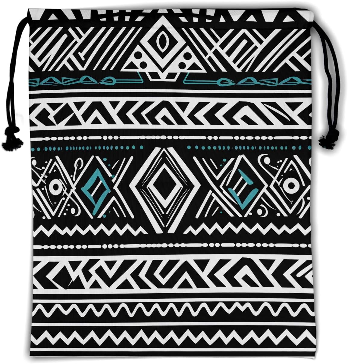 Nerxy Tribal Gymnastics Grip Bag - White Black Grip Bags for Gymnastics Mini Gym Bag Ethnic Drawstring Storage Pouch Adjustable