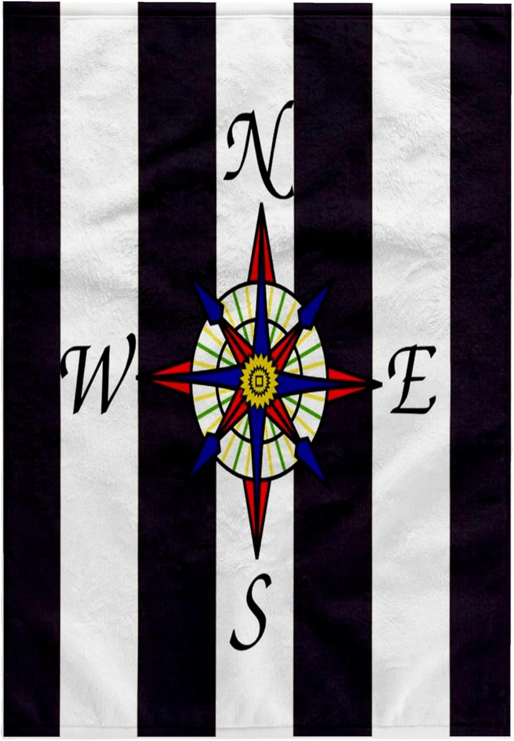 3dRose Image of Nautical Compass On Sailor Blue and White Stripes 22x30 Bath Hand Pool Towel