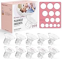 NursiLuna Flange Sizing Kit: 10PCS Silicone Inserts 13/15/17/19/21mm for 24mm Breast Pumps - Boost Milk Flow 30%, IBCLC-Approved