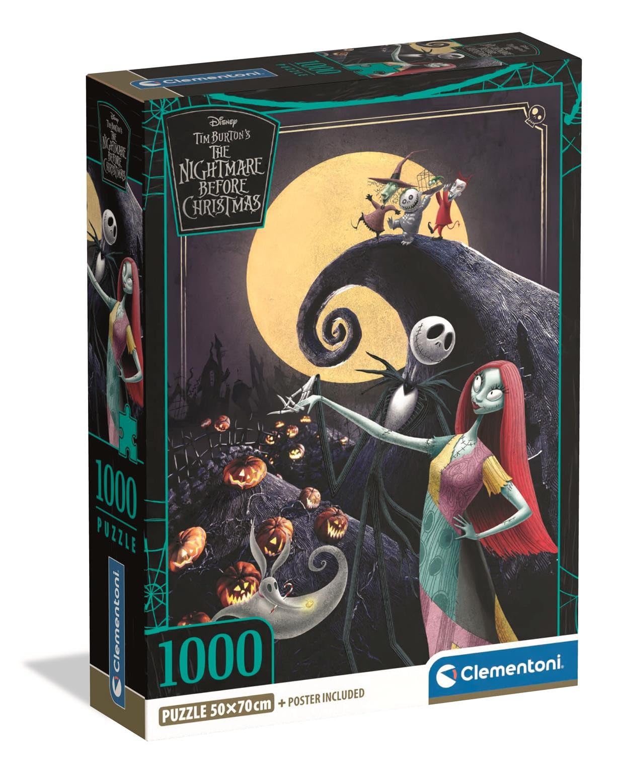Clementoni Puzzle 1000 pieces, Disney Nightmare Before Christmas, Compact box, Puzzle for Adults 14-99 Years, Made in Italy, 37060