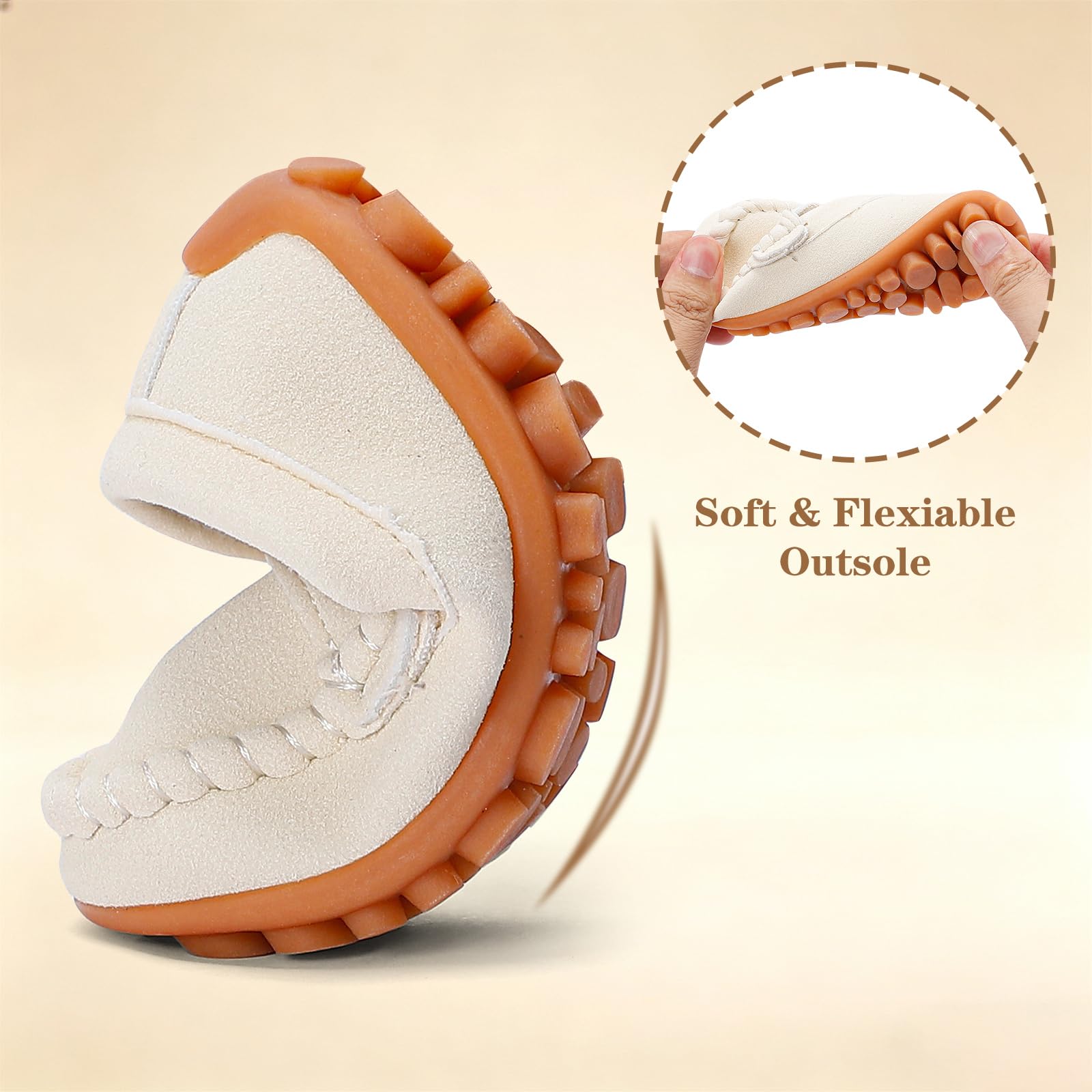 LACOFIA Mocasines para bebé, antideslizantes, para primeros pasos, pantuflas para niños pequeños