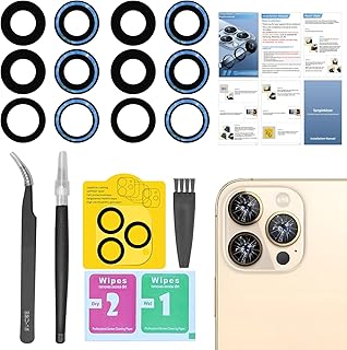 Senpinkboo 2 Pack Back Rear Camera Lens Glass Replacement for iPhone 12 Pro with Pre-Installed Adhesive, Include Repair Tool Set+ Installation Manual+ Camera Lens Protector