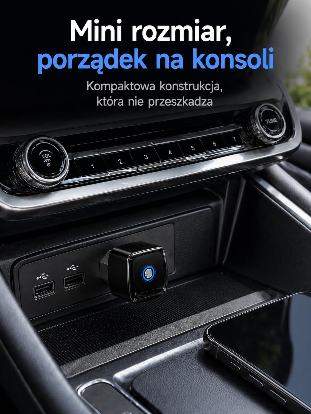 Bezprzewodowy Adapter CarPlay i Android Auto 2 w 1, pamięć dwóch telefonów, szybkie przełączanie, Plug & Play USB-A/USB-C, 5.8GHz WiFi, OTA, Czarny