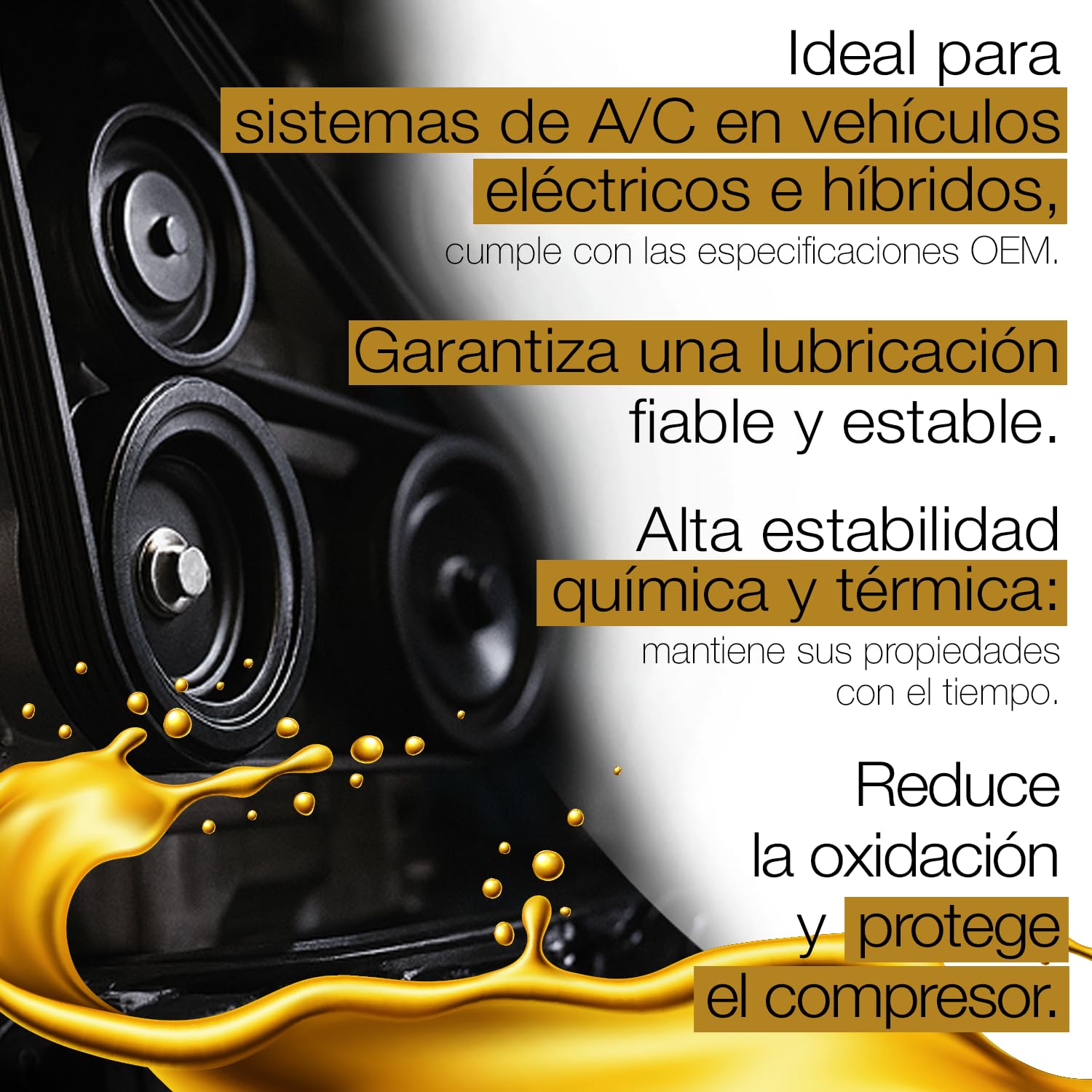 ERRECOM Aceite PVE (PolyVinyl Ether) Viscosidad Cinemática 56 para Compresores de A/C de Vehículos Eléctricos e Híbridos con Sistema de Climatización que funciona con Gas Refrigerante R134a - R1234yf
