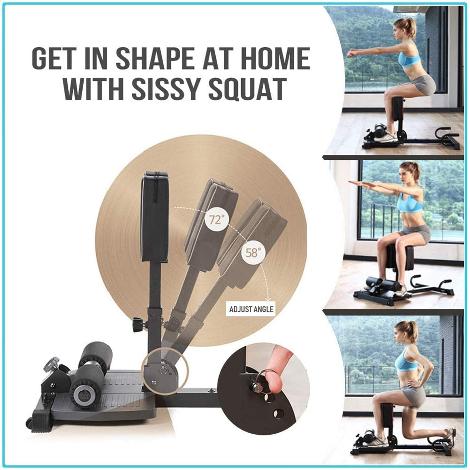 leikefitness Deluxe Multi-funzione Deep Sissy Squat Bench Home Gym Workout Station Leg Exercise Machine 8400