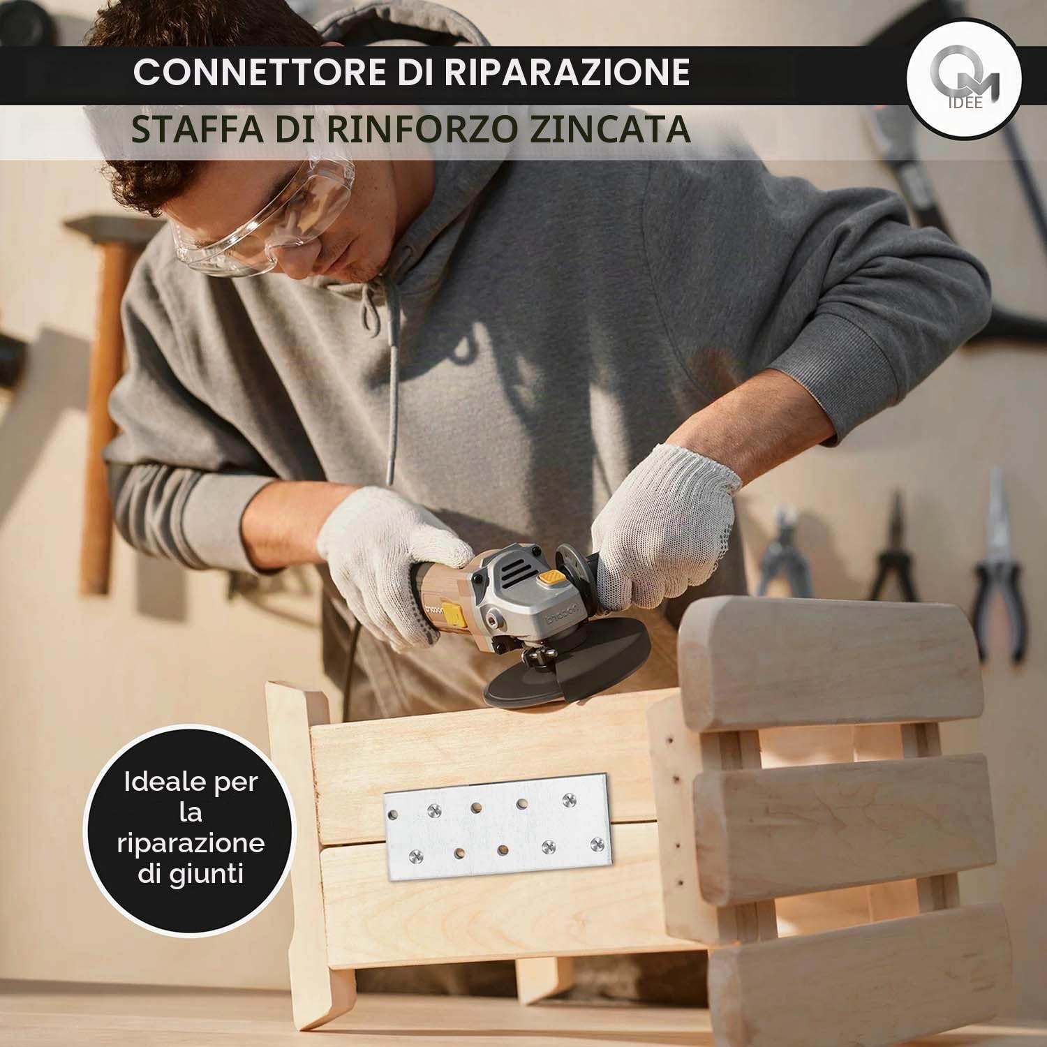 10 x Piastre forate (100 x 40 x 2) Piastra di fissaggio, Connettore per legno, Lastrina di giunzione piatta, Piastra di montaggio zincata in acciaio