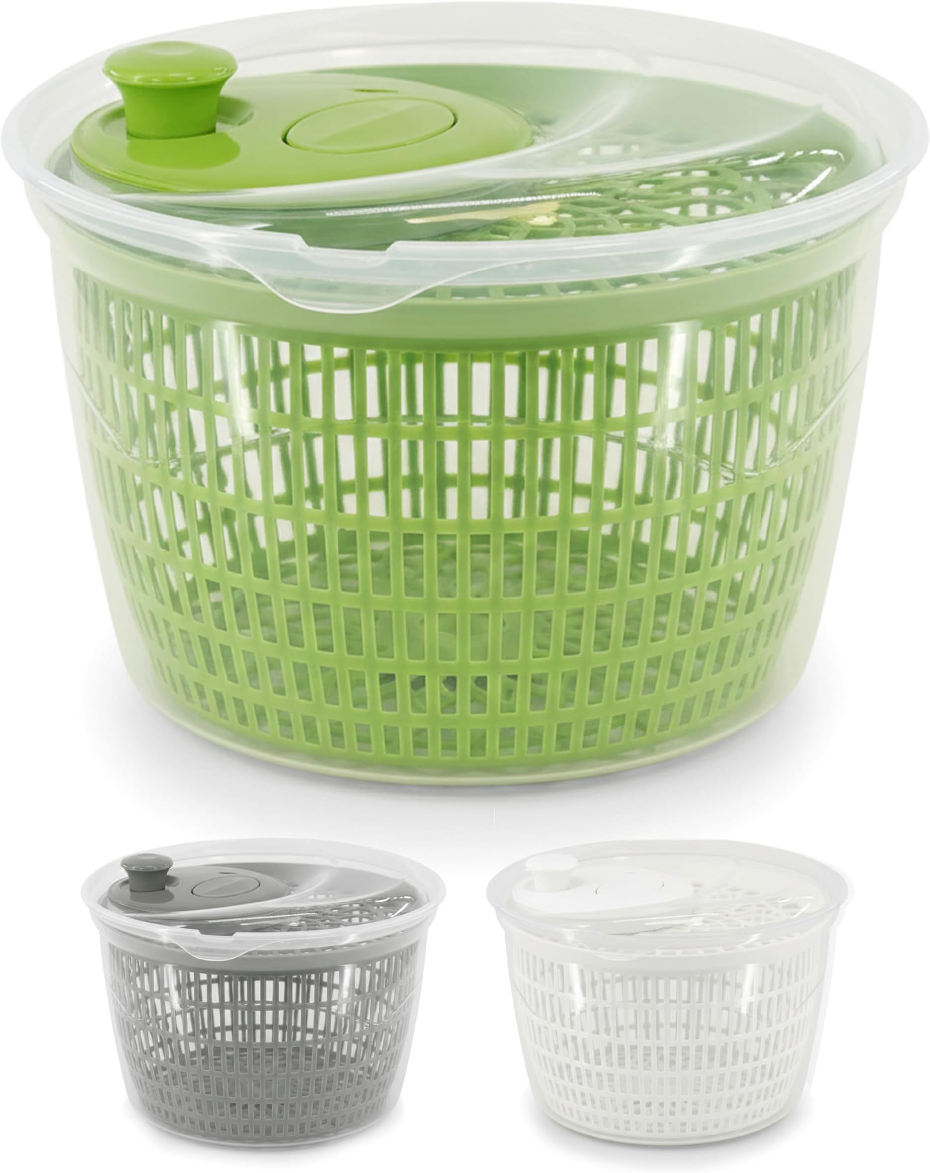 Salad Spinner - Leaf Dryer, Lettuce Spinner & Vegetable Washer - 2 in 1 Colander Strainer Bowl, Manual Kitchen Gadget for Fruit & Veggies Drainer, Assorted Colours, 24cm