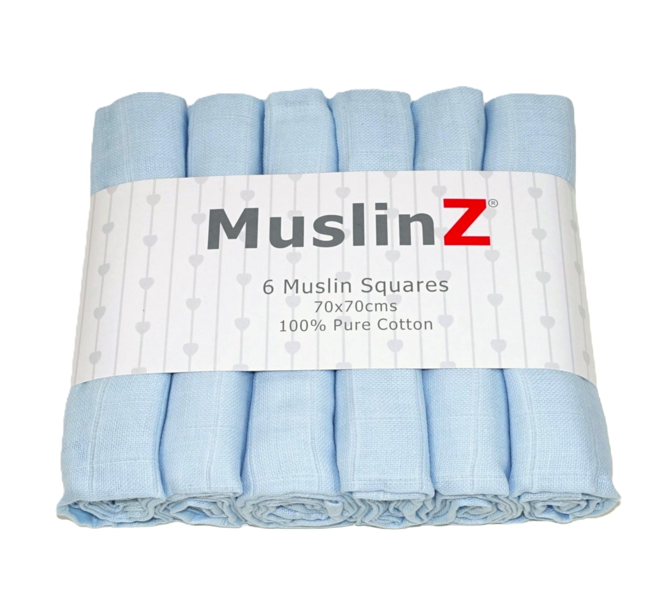 MuslinZ- 6 pack Muslin Squares Baby Burp Cloths 70x70cms Perfect for Newborns, multi-use, Oeko-Tex standard 100, UK brand. (Pale Blue) โ image 1