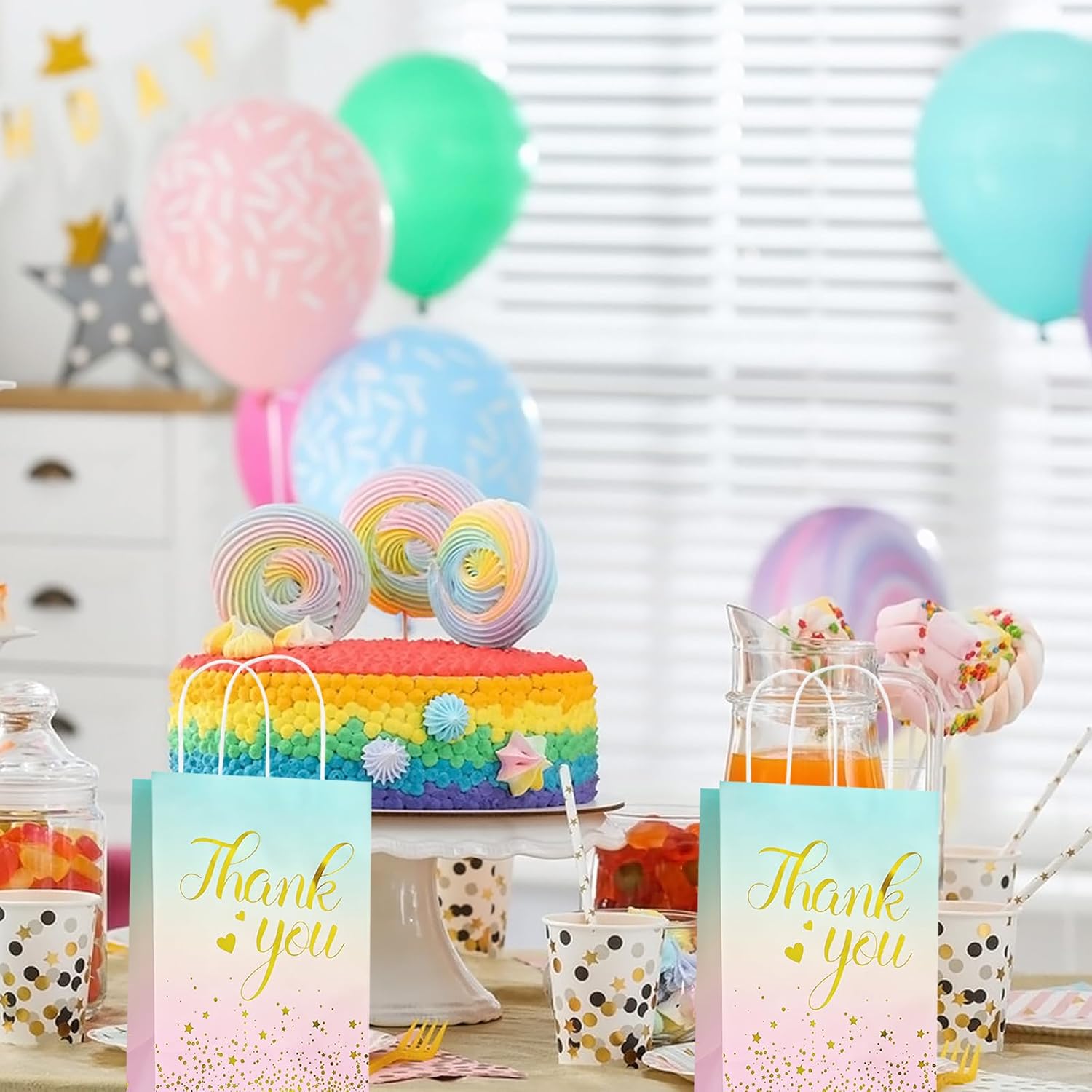 OFIHANLY 24Pcs Small Thank You Gift Bags with Handles Party Favor Goodie Paper Bags Bulk for Kids Birthday, Baby Shower, Wedding, Bridal Shower - Image 5