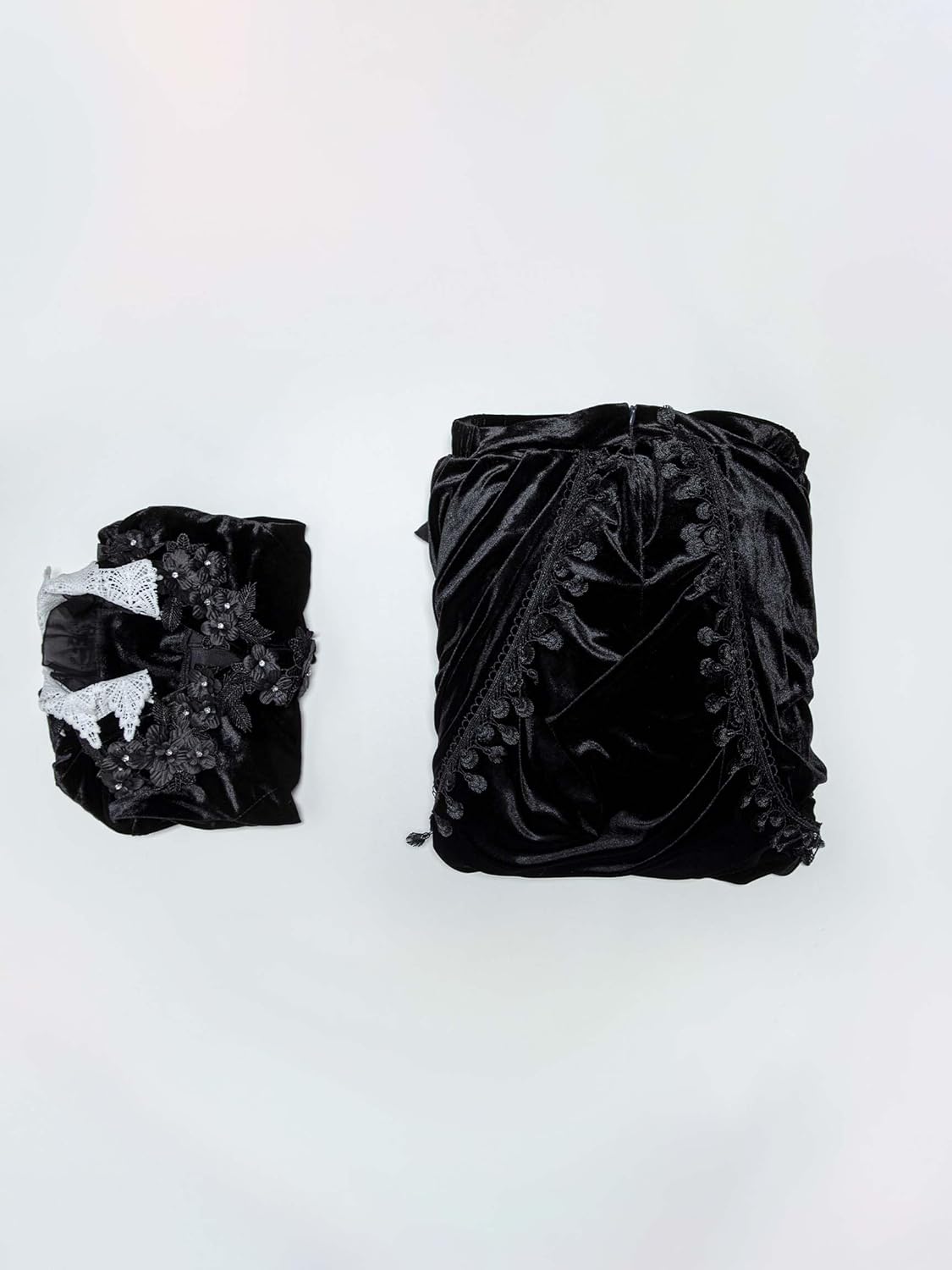 MEOWCOS Women's Renaissance Dress Gothic Velvet Medieval Costume Bustle Top Skirt Set Dark Style - Image 7