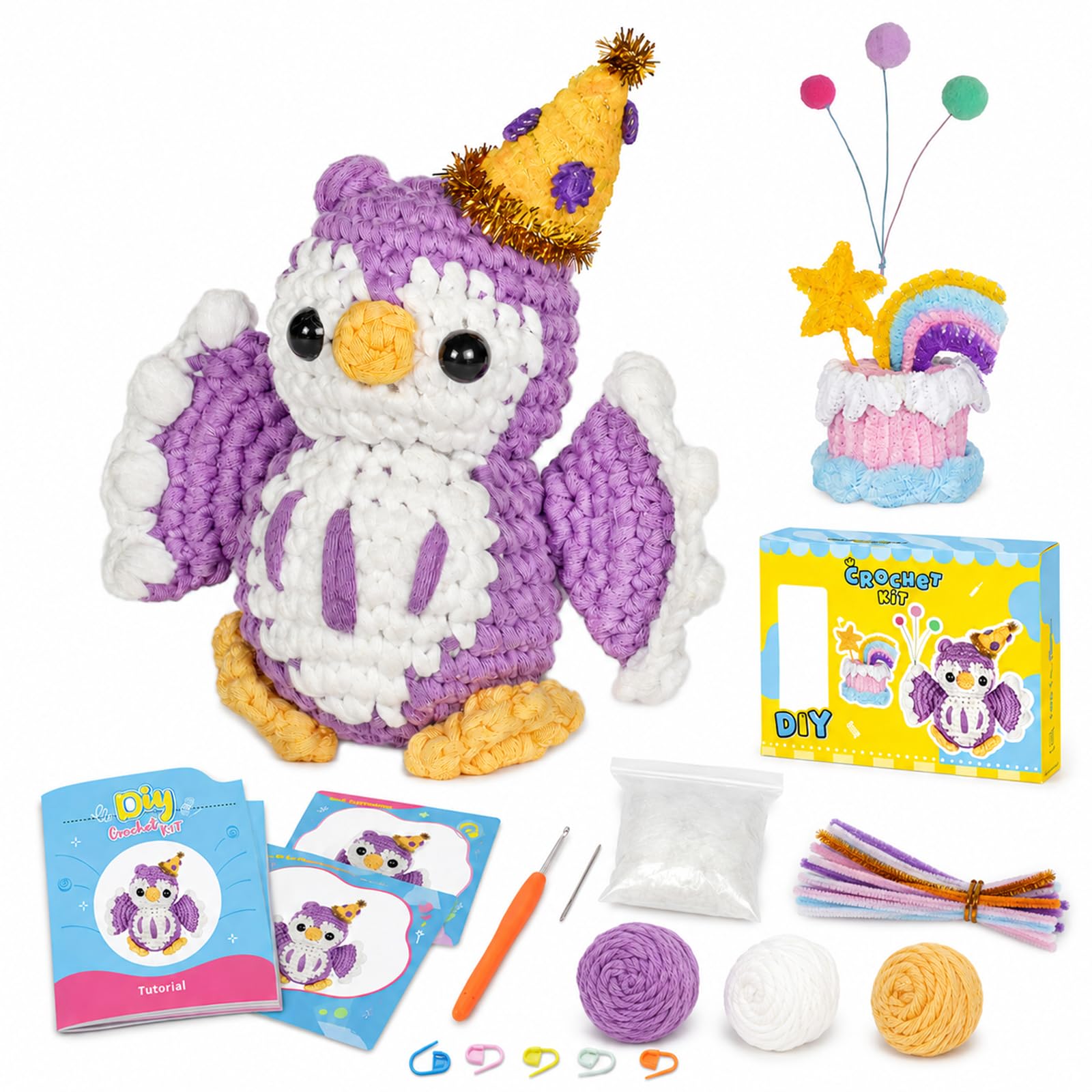 DIY Crochet Kit for Beginners, Complete Owl Amigurumi Home Craft Set