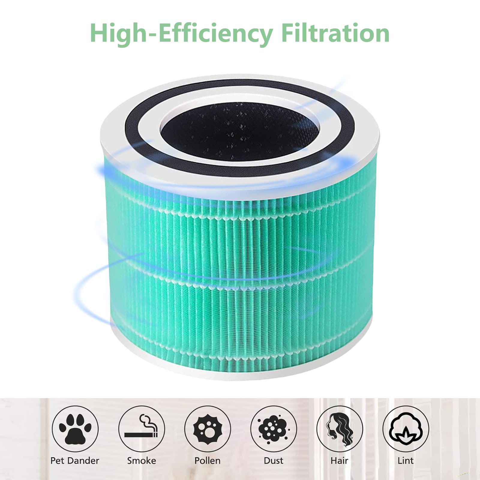 LEVOIT Core 300-RF-TX - Filtro di Ricambio HEPA 3 in 1 Compatibile Con Purificatore d'Aria Core 300 e 300S, Verde