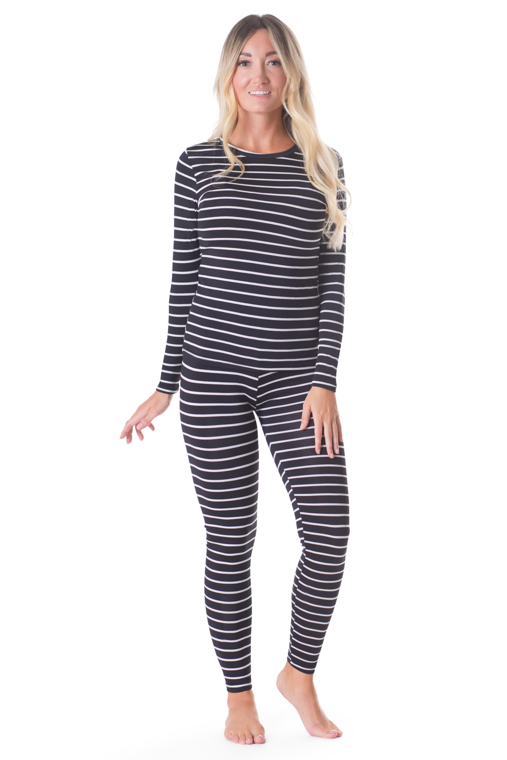 Rocky Thermal Underwear Women Long Johns Womens Thermals Top Bottom Set Fleece Lined Under Wear Clothes Base Layer Thermals, Black, Medium