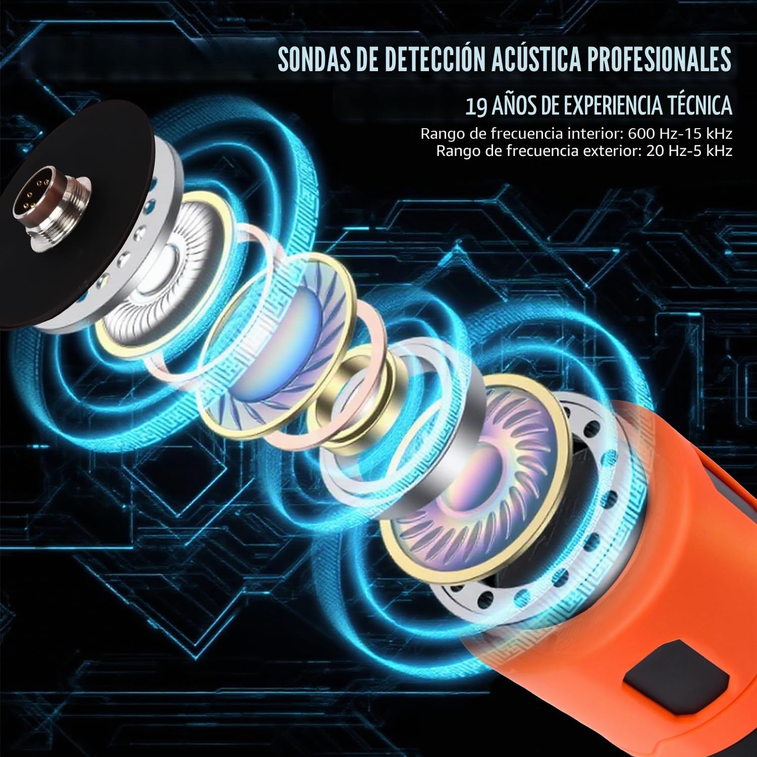 Detector de Fugas de Agua Subterránea para Pared y Suelo – PQ125A | Profundidad de 6m/19.69ft, 4 Sensores, 2 Modos de Posicionamiento