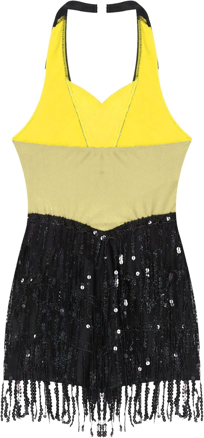 Women Sparkly Sequins Latin Jazz Dance Costume Tuxedo Ballet Gymnastics Leotard Ballroom Dance Dress