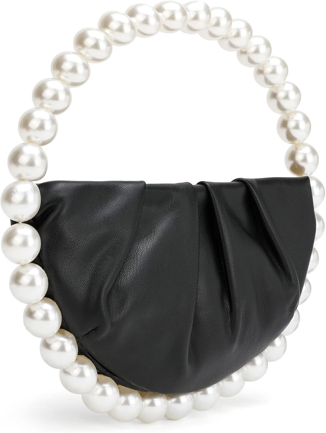 CARIEDO Pearl Soft Face Pleated Handbag Advanced Evening Bag Party Prom Bride Purse Phone Clutch Purse - Image 3