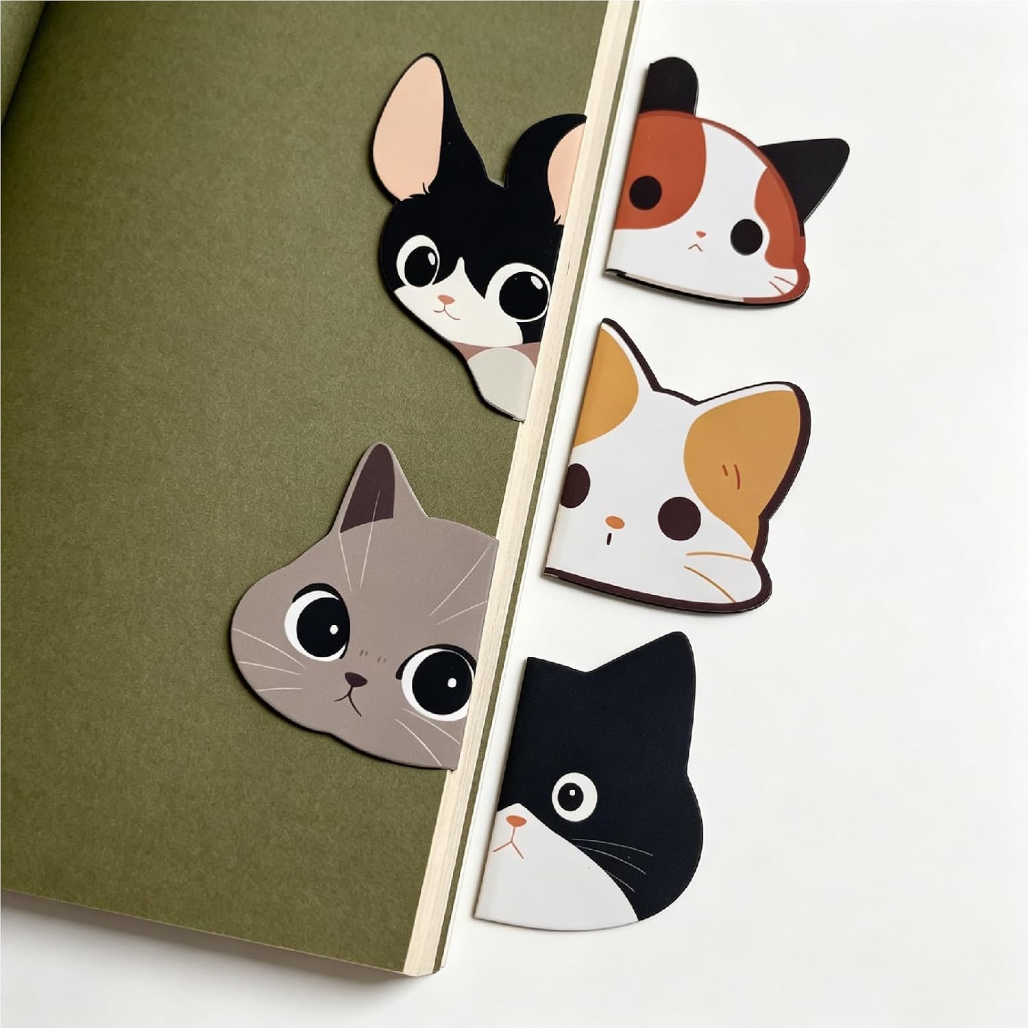 Cute Cat Magnetic Bookmarks Set, 5 Pack Cat Lover Gift