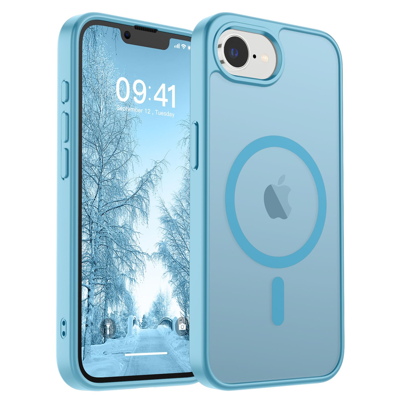 SUPFINE Magnetic for iPhone 17e Case/iPhone 16e Case (Compatible with MagSafe) (Military Grade Drop Protection) Slim Translucent Matte Shockproof with Anti-Fingerprint Phone Case,Light Blue