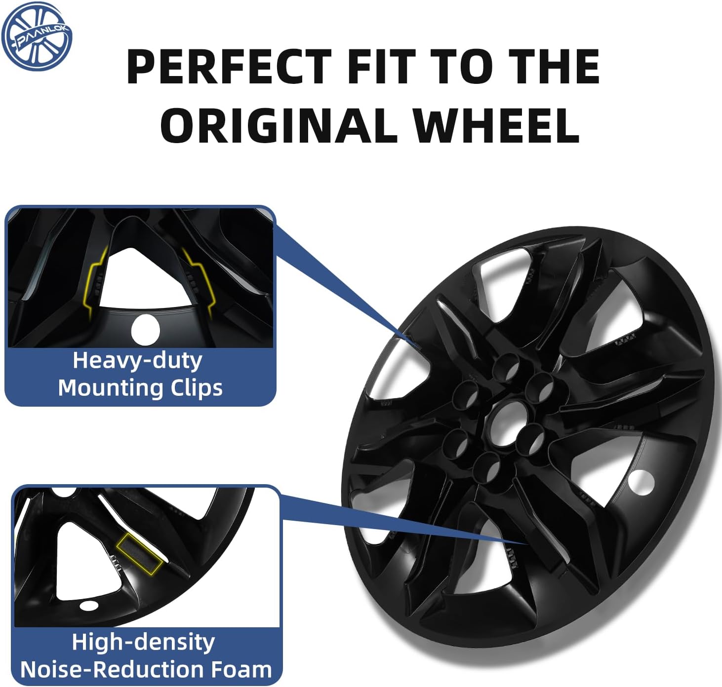 18 Inch Wheel Skins for 2019-2022 Chevy Blazer L/LT, Fits GM OEM#42497174 Alloy Wheels, Snap-On Design, Direct Replacement Gloss Black ABS Wheel Covers 4-Pack