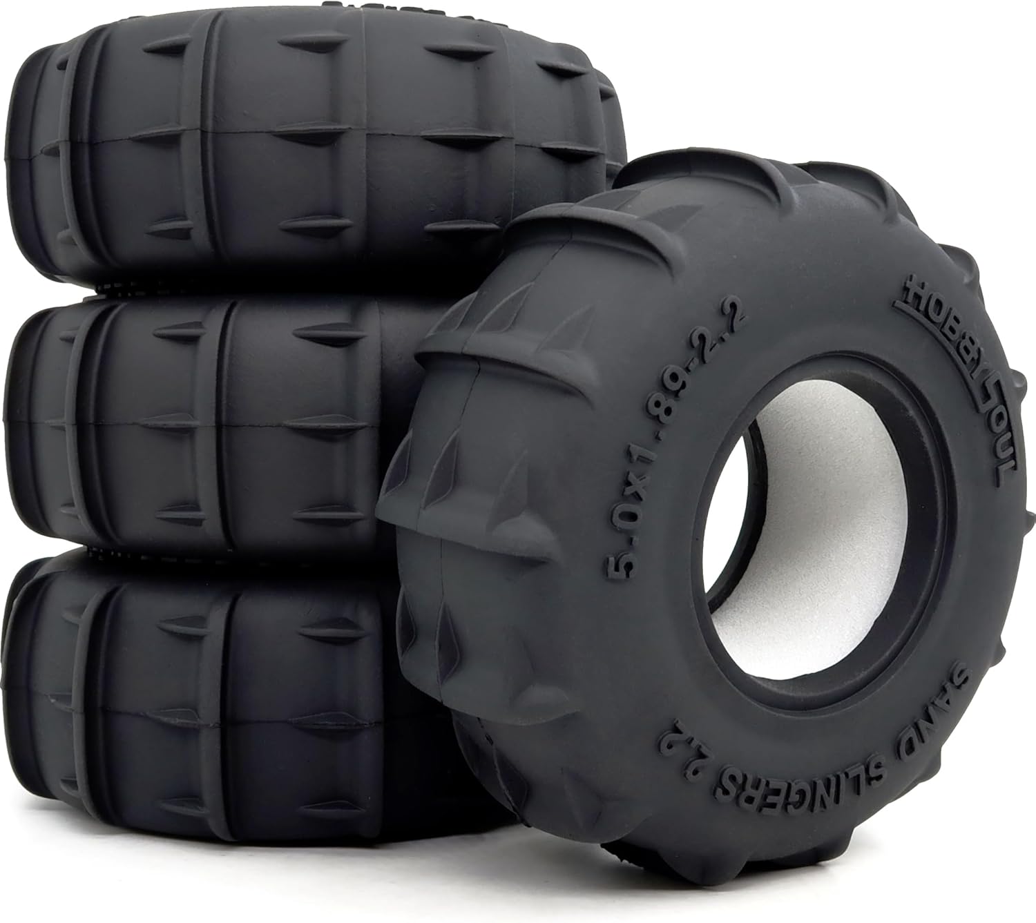 HOBBYSOUL RC Sand Slingers 2.2 Tires 127mm / 5.0'' Tall For 1/10 RC Crawler TRX4 SCX10 Upgrades - Snow Sand Terrain