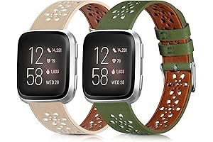 Fitbit Versa 2 Bands Leather Women, 2 Packs Lace Leather Band Compatible...