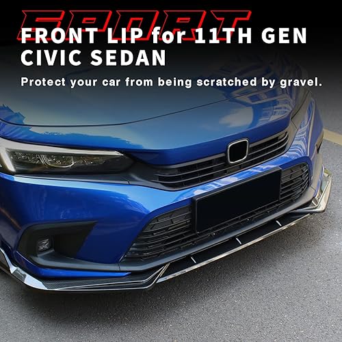 Vista 2 de Archaic Alerón de labio delantero compatible con Civic Sedan/Hatchback de 11ª generación 2022-2024, alerón de barbilla para FE1 FE2 FE4 FL1 FL2 FL4