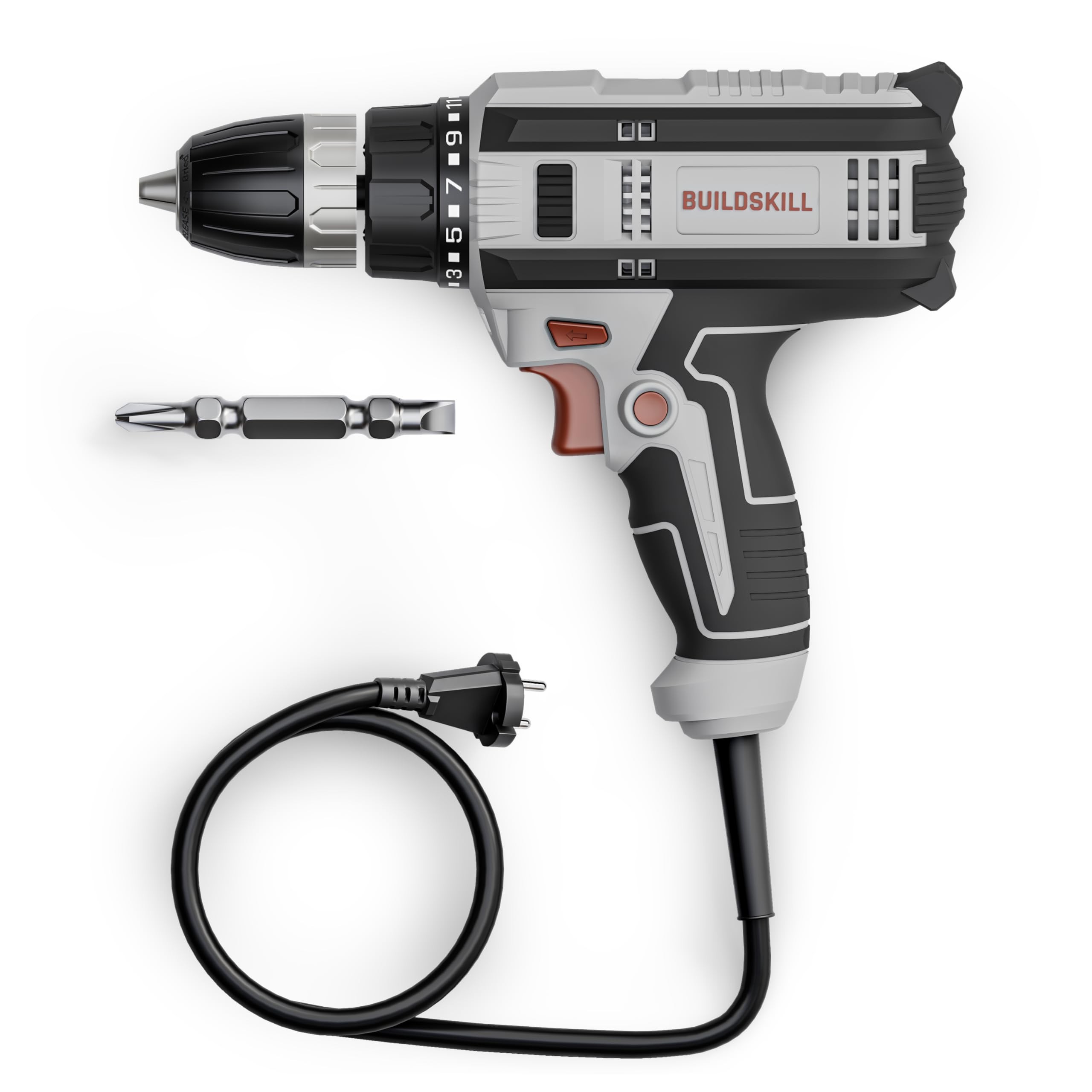 BUILDSKILL 350W Electric Screwdriver | 0-1000RPM Copper Motor | Forward-Reverse | LED Light | 10MM Quick Release Chuck | 23NM Max. Torque with 20+1 Adjustments | 1.8M Long Cable | TPR Soft Grip-image-45