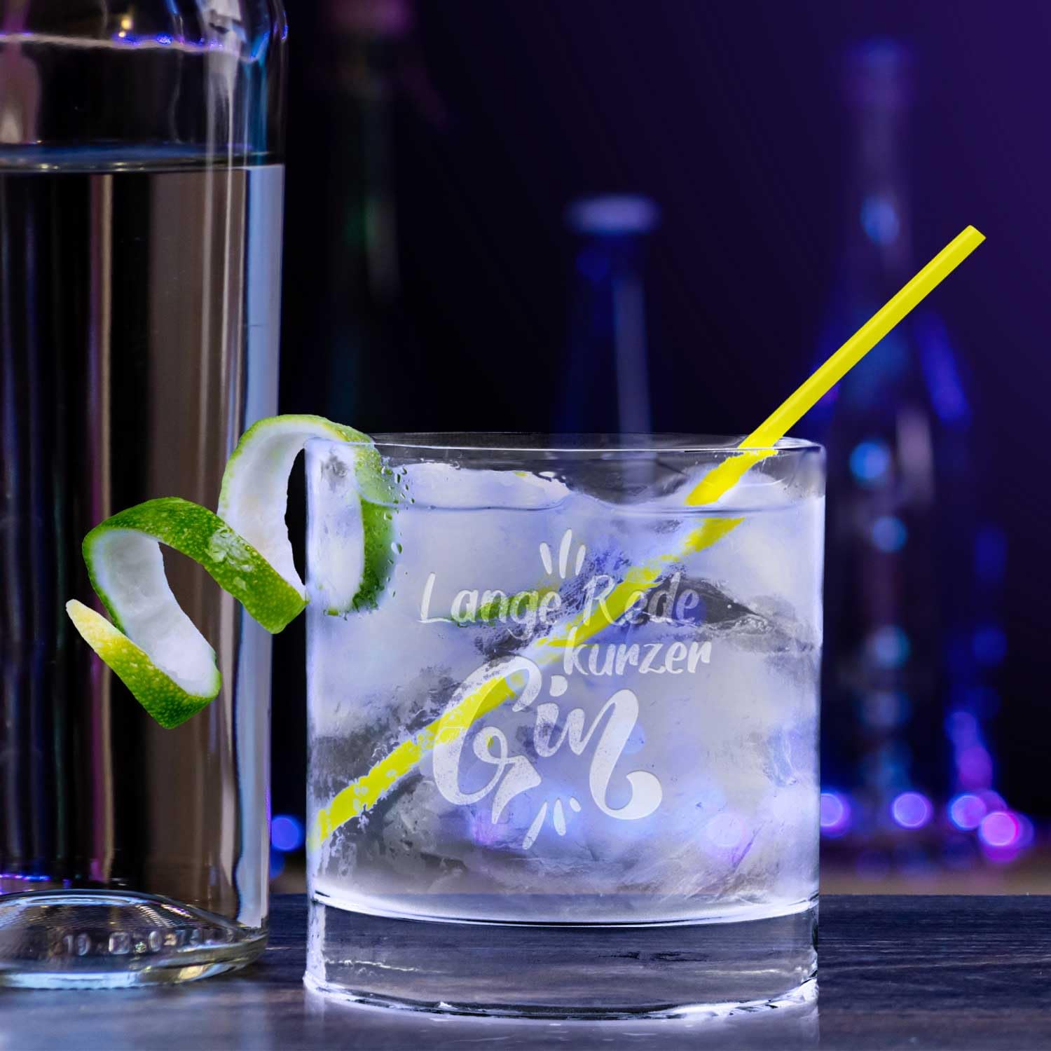 Set di 2 bicchieri da gin con scritta incisa - Gin & Tonic - Bevande e cocktail - Acqua tonica - Per veri intenditori - Detti 5 e 6 - Italia