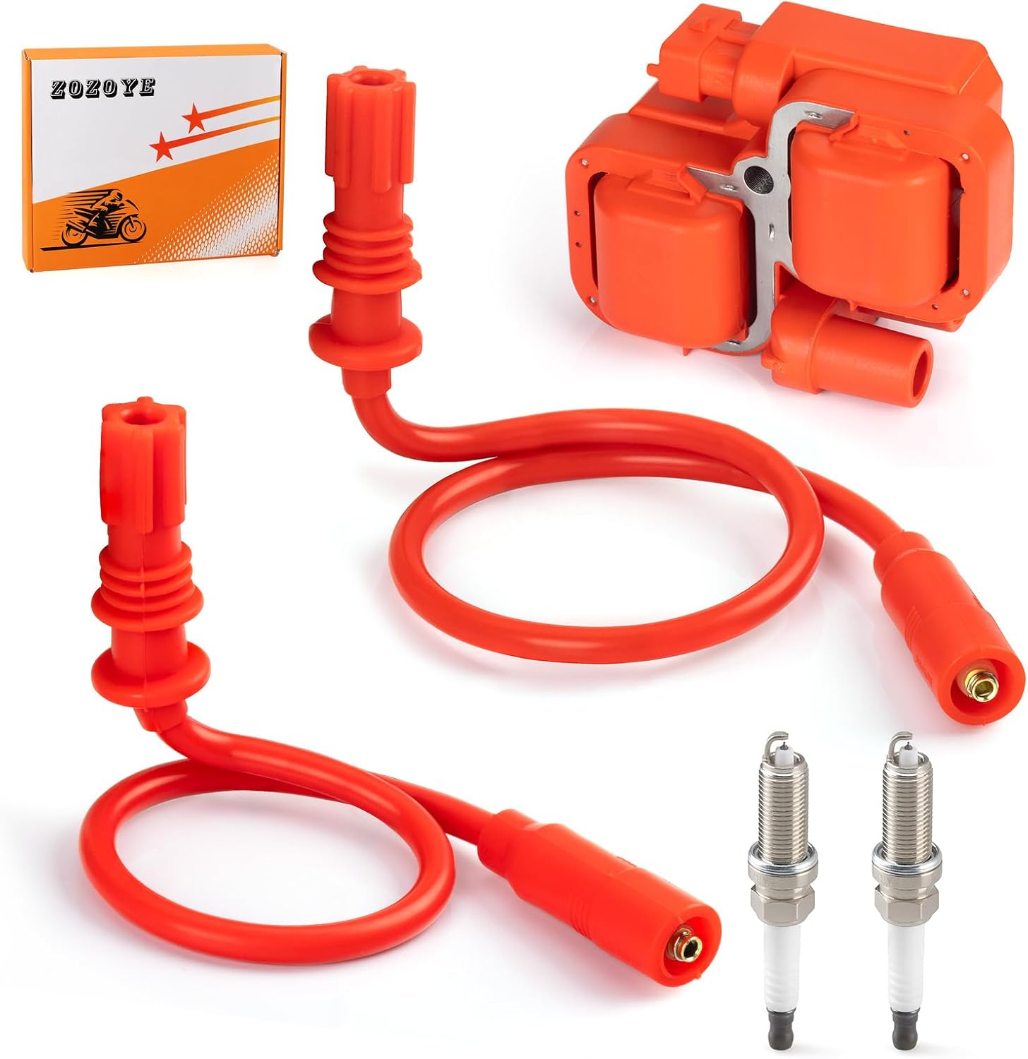 4010425 Ignition Coil & Spark Plug w/Wire Cap for Polaris Scrambler 1000 Sportsman 1000 2014-2024