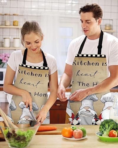 Miniatura 2 de Delantal de chef ajustable, delantal de cocina con bolsillos para hombres y mujeres, gnomos de cocina