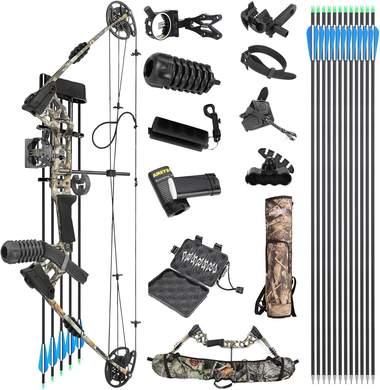 Compound Bow Kit, Hunting & Targeting, Gordon's Limb Made in USA, Draw Weight 20-70 lbs Adjustable, Draw Length 24”-29.5",up to IBO 320FPS Speed, Package with Archery Hunting