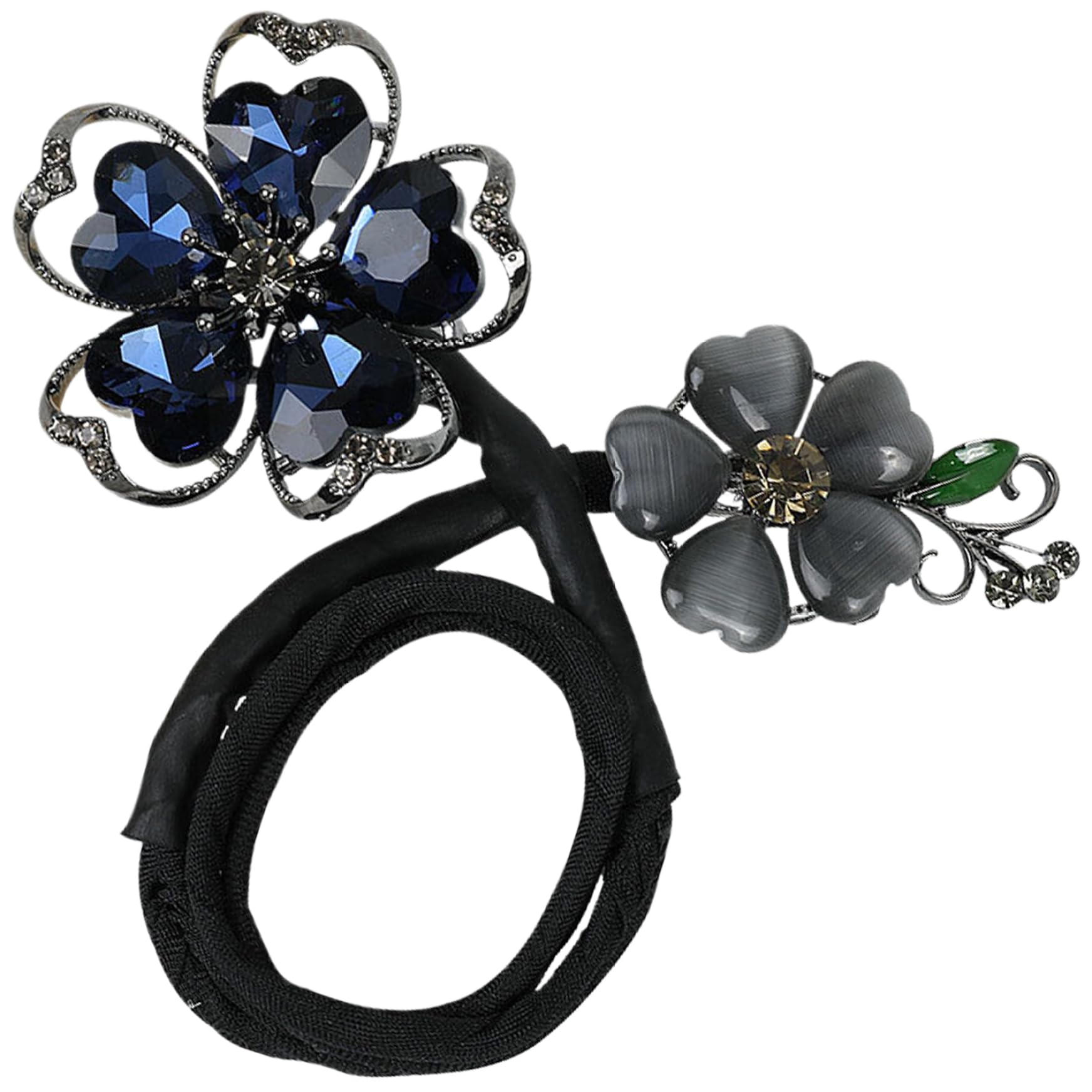 Bun Maker, Hair Bun Maker Exquisite Crystal Flower Hair Clip Fashionable Bun Maker for Long Hair Elegant Women Hairstyles Accessories, Black, Hair Bun Maker