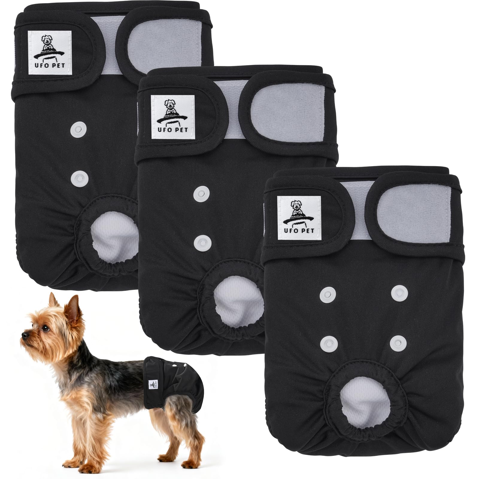 UFO PET Dog Period Heat Pants for Season Incontinence, Super Absorbent Washable Dog Puppy Nappies Female X Small, Doggy Knickers for Season 3 Pack — image 1