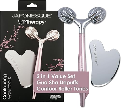 JAPONESQUE SKINTherapy - Herramienta de contorno facial en V para drenaje linfático, masaje facial, alivia la tensión y mejora la absorción de