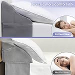Vekkia Queen Oreiller de lit Wedge pour la tête de lit Gap – Remplissage de matelas de 0 à 6" avec mousse de confort & Grandes poches latérales – Empêche les oreillers perdus & Articles, housse lavable (gray 60"x10"x7")