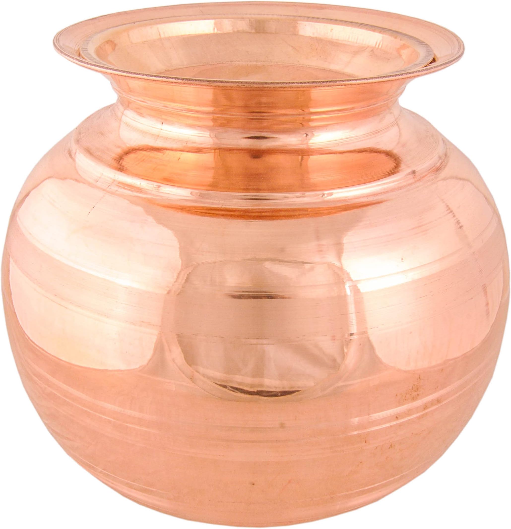 SHIV SHAKTI ARTS Pure Copper Matka | Container with Lid Silver Touch Design Apple Ghada for Drinking Water and Storage Purpose Ayurveda Benefits Volume-7 Litre