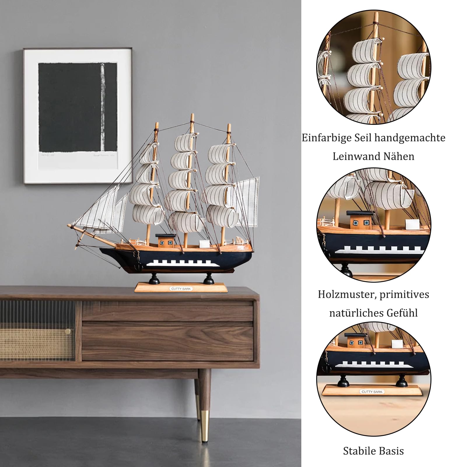 Syfunlv Bois Nautique Maquette De Voilier, Modèle de bateau à voile en bois, Voilier en Boi Decoration, 32x6x32 cm, Fait à la main, pour Accessoires Photo et Décoration d'intérieur, Style Nordique