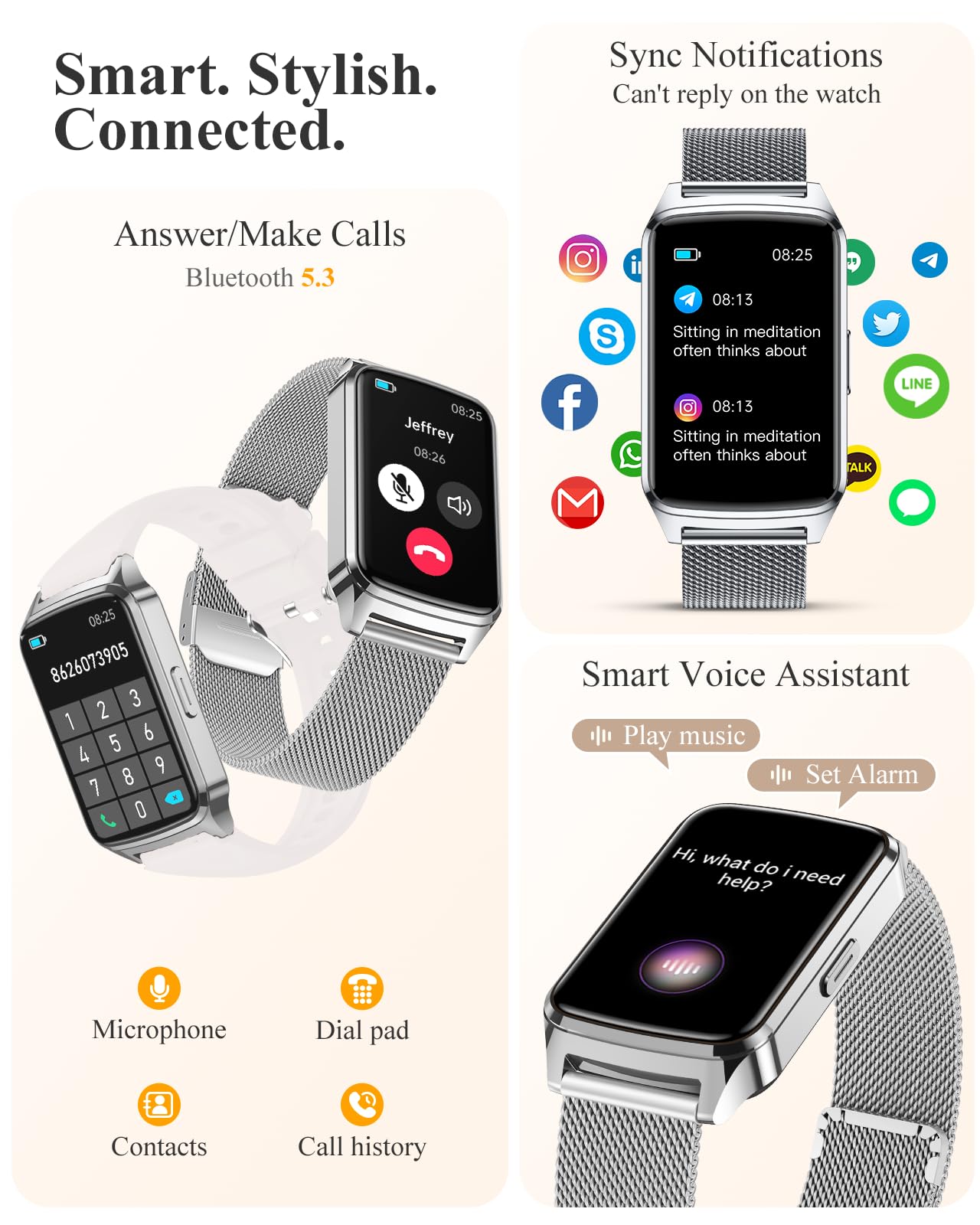 Reloj de seguimiento de fitness para mujeres y hombres, contador de pasos compatible con iPhone Android, IP68, rastreador de actividad impermeable con monitor de calorías y sueño, más de 110 modos