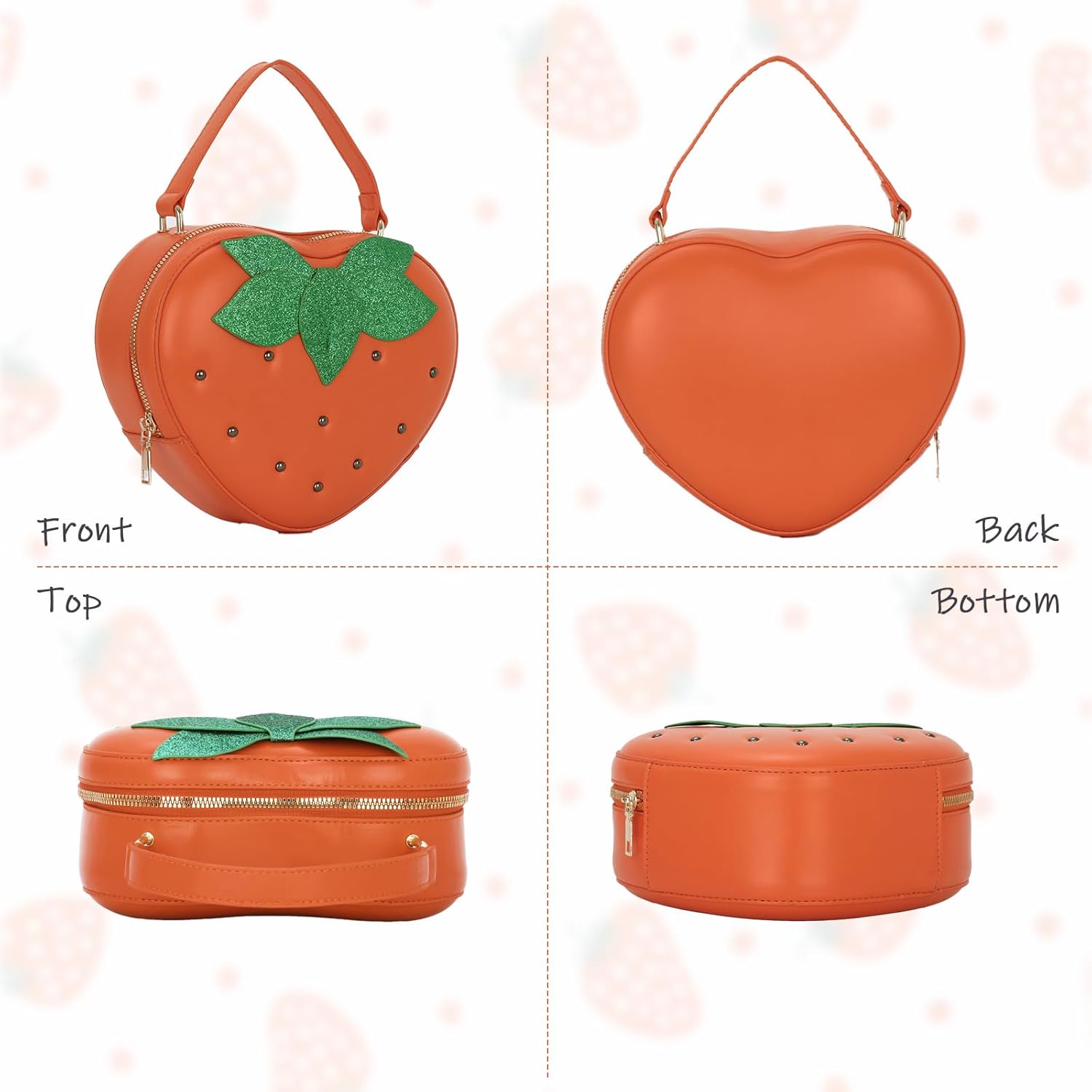 KUANG! Cute Strawberry Purse Heart Shaped Shoulder Bag Girls Fashion Handbag Crossbody Fruit Bag - Image 3