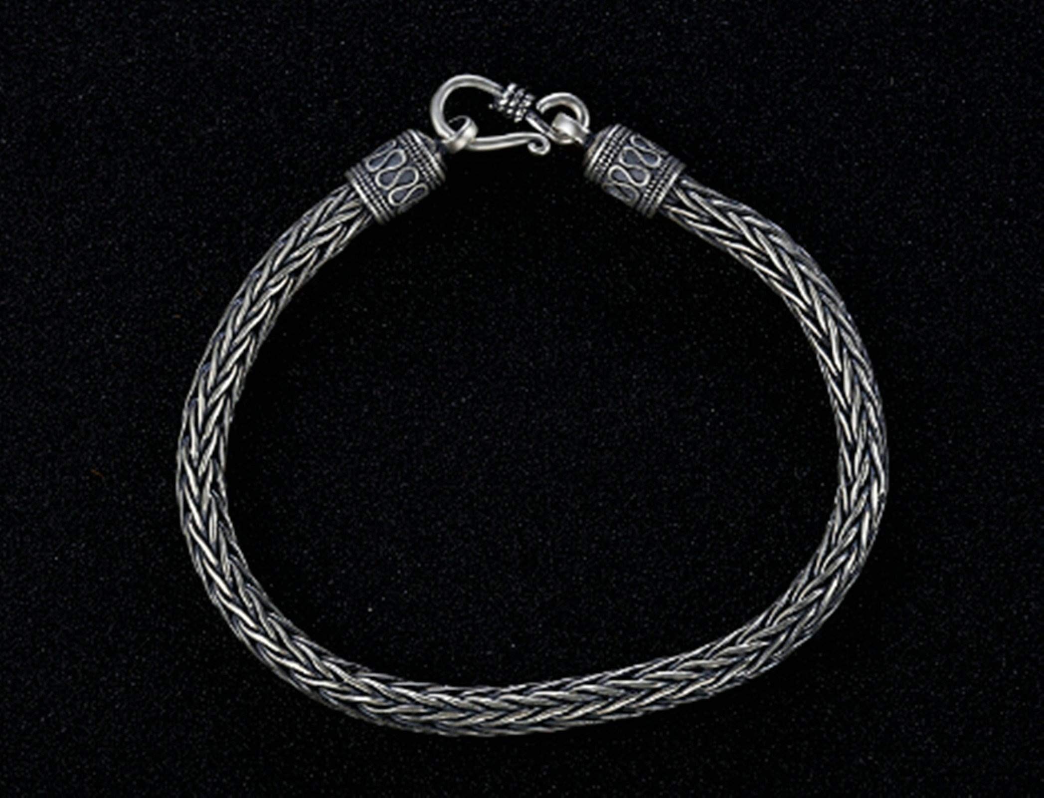 AMDXD 925 Sterling Silber Armband für Herren Weißenkette Herrenarmband Surferarmband Silber