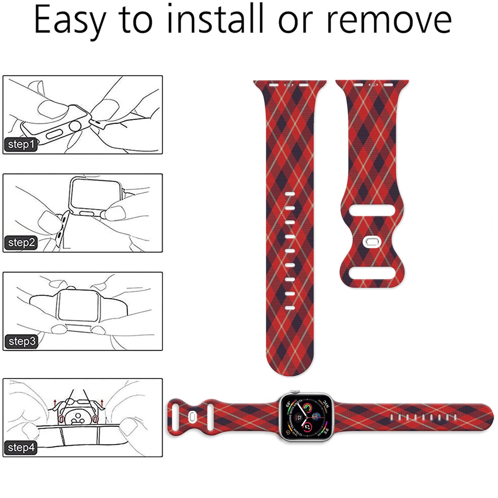 Designer Luxury Checkered Designer Bands Compatible with Apple Watch Band 38mm 40mm 41mm 42mm 44mm 45mm Women Men, Silicone Replacement Smartwatch Wristband for iWatch Series 8 7 6 5 4 3 2 1