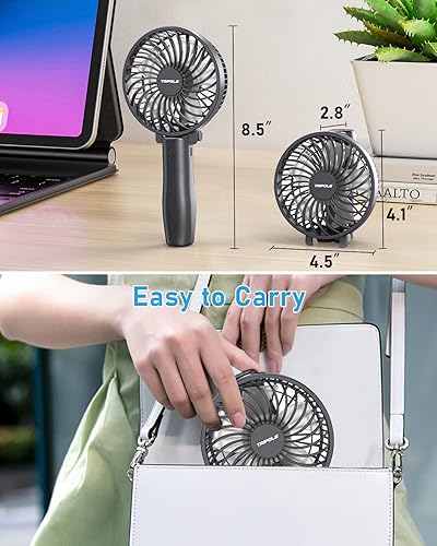 Miniatura 6 de TriPole Ventilador de mano con mango plegable y ventilador de nebulización de mano de 3 velocidades, mini ventilador de mano pequeño portátil