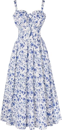 Scarlet Darkness Summer Dresses for Women 2026 Floral Corset Dress Long Milkmaid Dress with Pocket