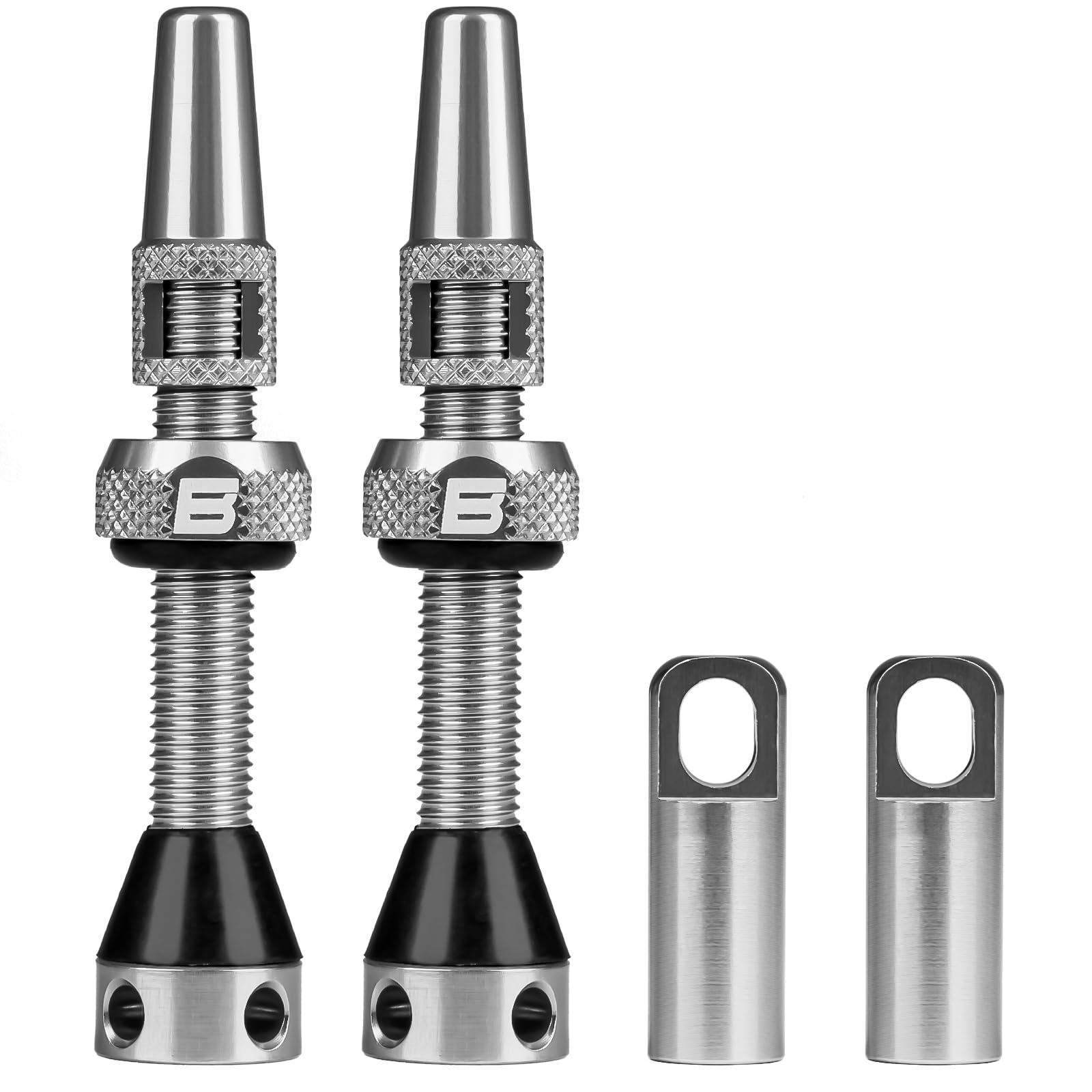 BWSHLF Tubeless Presta Valve Stem 40/44/55/60/65/80/100 mm, Super Light Alloy Presta Valve Stem Kit with Valve Core Remover Tool and Valve Stem Caps -