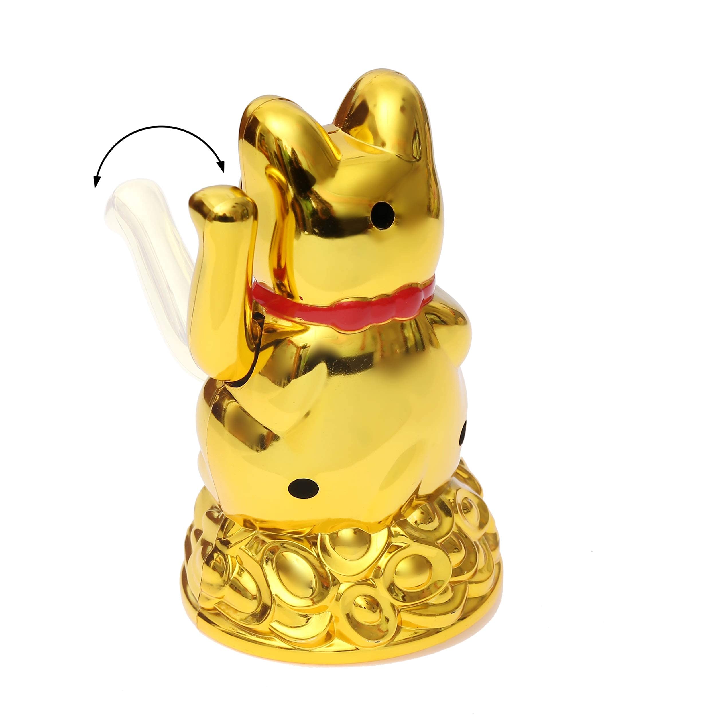 Kot Szczęścia 2 Sztuki Złoty Srebrny - Maneki Neko na Baterie - Ruchoma Japońskie Figurka do Biura Dekoracja